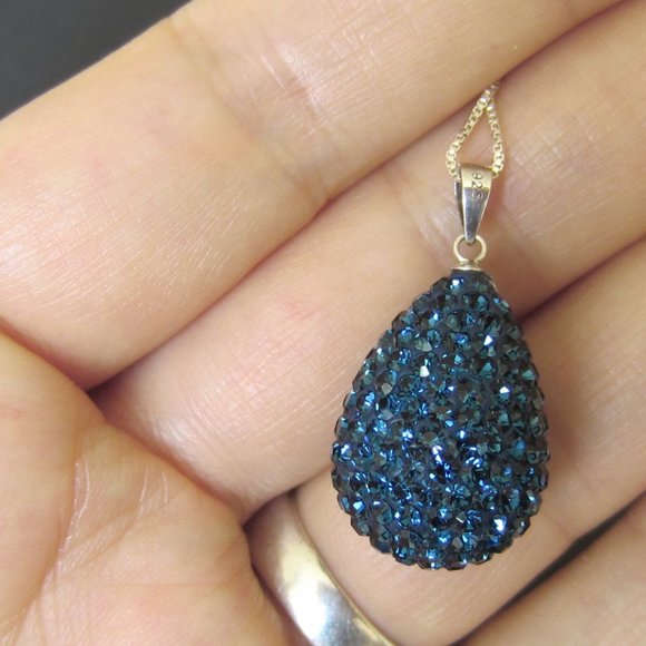 Swarovski Crystals Teardrop Pendant on a Sterling Silver Chain - Picture 10 of 13